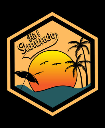 Hi Summer vector illustration T-shirt designのイラスト素材