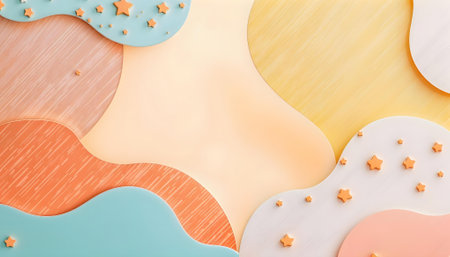 abstract background with paper cut shapes in pastel colorsの素材