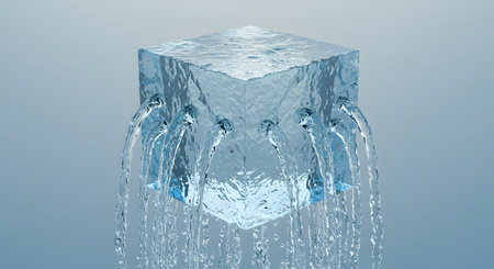 3d render of water splash on blue background with copy space.の素材