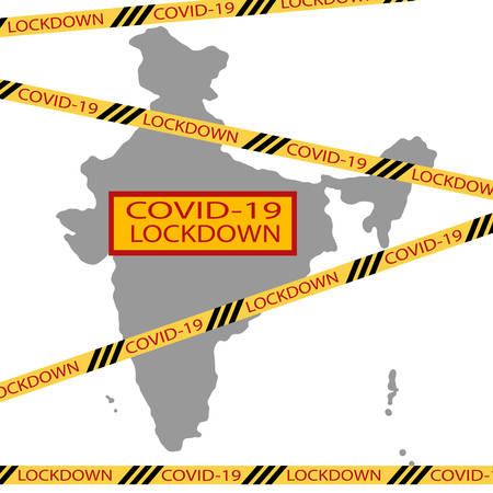 India national delhi state lockdown due to coronavirus crisis covid-19 disease. India under lockdown with delhi map Concept of India national lockdown due to coronavirus crisis covid-19 disease.のイラスト素材