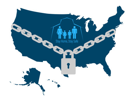 Concept Coronavirus. United States map. Vector Corona virus outbreak with United States map. Pandemic and corona virus outbreaks.のイラスト素材