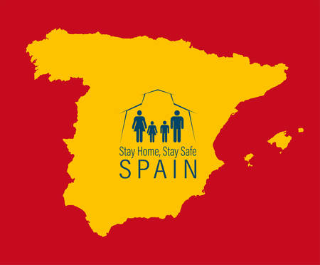 Concept Coronavirus. spain map. Vector Corona virus outbreak with Spain map. Pandemic and corona virus outbreaks.のイラスト素材