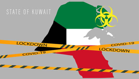 Concept Coronavirus. State of Kuwait map. Vector Corona virus outbreak with State of Kuwait map. Pandemic and corona virus outbreaks.のイラスト素材
