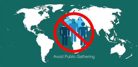 Ban on gathering. Prohibition of assembly for two, three, four, five, six or more people. Social Distancing Keep Your Distance 6 Feet Icon. Isolated vector illustration on white background.のイラスト素材