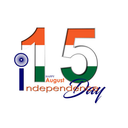 Vector Illustration saffron and green color brush background for Happy Independence Day celebration 15th august. Illustration of famous Indian monument. Many congratulations for independence day.のイラスト素材