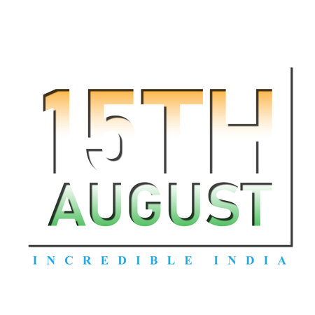 Vector Illustration saffron and green color brush background for Happy Independence Day celebration 15th august. Illustration of famous Indian monument. Many congratulations for independence day.のイラスト素材