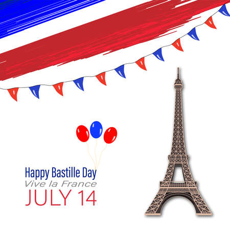 Eiffel Tower Black Silhouette Vector Happy Bastille Day, 14  Viva France National Vector Suitable for poster, 