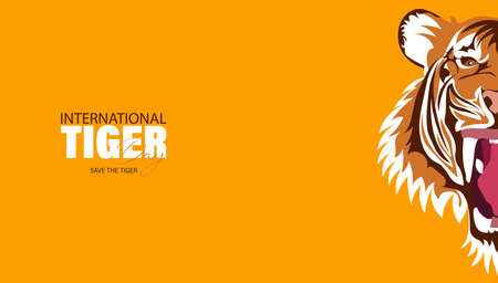Vector Illustration of International Tiger Day 29th July, an annual celebration to raise awareness for tiger conservation. Perfect for logo, emblem, wallpaper or cardのイラスト素材