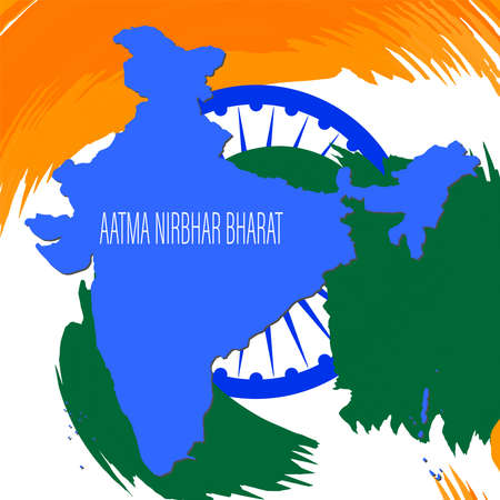Aatma Nirbhar Bharat means Self reliant India showing Indian flag during coronavirus pandemic time.のイラスト素材