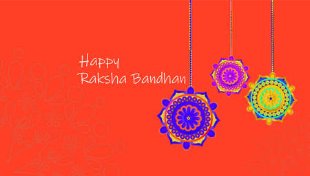 Vector Illustration for Rakhi Festival Background Design with Creative Rakhi Illustration, Indian Religious Festival Raksha Bandhan Background. Decorated rakhi for Indian festival, Raksha Bandhanの写真素材