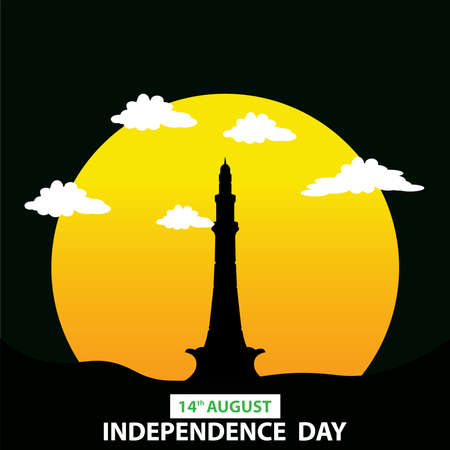 Vector Illustration of Pakistan Independence Day 14th August. Minar e Pakistan a famous historical minaret abstract design with decorationのイラスト素材