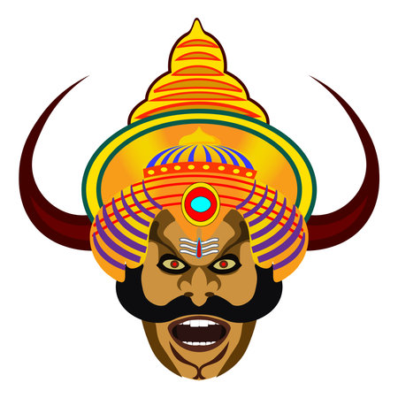 Vector Illustration Raavan face.Happy Ram Navami.