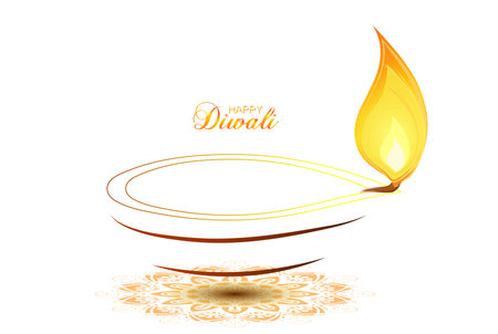 Vector illustration of Diwali festival Diya Lamp with rangoli at the bottom. Happy Diwali.のイラスト素材