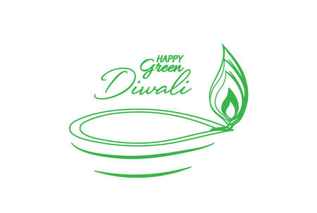 Vector illustration of Diwali festival Diya Lamp. Green Diwali abstract design.のイラスト素材