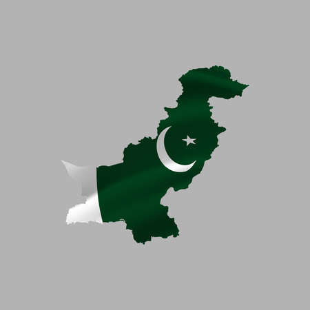 Vector Illustration of Pakistan Independence Day 14th August. Waving fabric of Pakistan Flag, Minimalistic design.のイラスト素材
