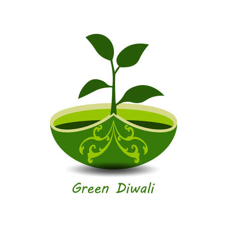 Happy Diwali festival. Diwali holiday Background with rangoli, Diwali celebration greeting card. Vector illustration of realistic illuminated oil lamps and floral mandala.のイラスト素材