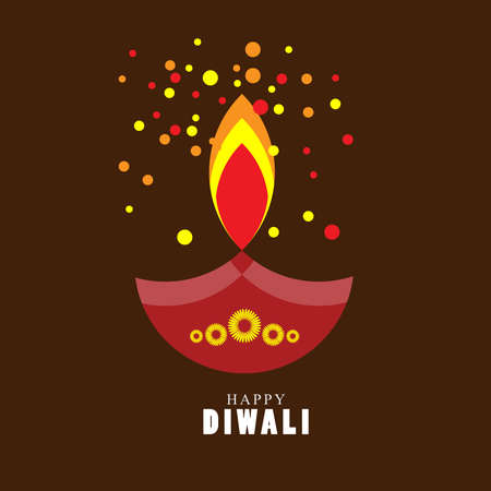 Happy Diwali festival. Diwali holiday Background with rangoli, Diwali celebration greeting card. Vector illustration of realistic illuminated oil lamps and floral mandala.のイラスト素材