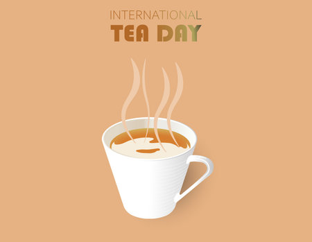 Vector Illustration International Tea Day with Cup and Pot observed on 21 Mayのイラスト素材