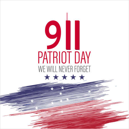 New York City Skyline with Twin Towers.  09.11.2001 American Patriot Day anniversary banner. Vector illustration. USA Patriot Day banner. World Trade Center.のイラスト素材