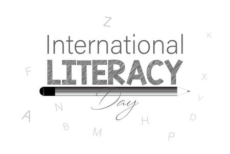 Vector Illustration of International literacy day. 8 September. board, pencil, letters, diary etc.のイラスト素材