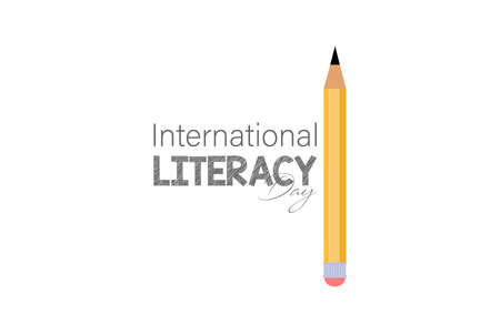 Vector Illustration of International literacy day. 8 September. board, pencil, letters, diary etc.のイラスト素材