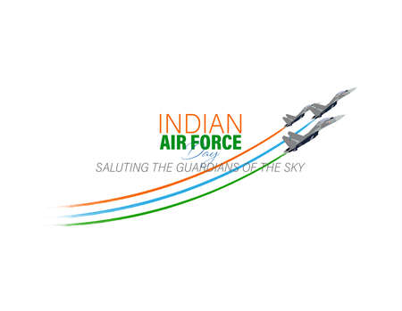 Vector Illustration of Indian Air Force Day observed on October 8. Banner with fighter planeのイラスト素材