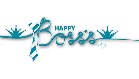 Vector Illustration of Happy Boss's day. 16 October. Calligraphy text. tie, mustache, crown.のイラスト素材