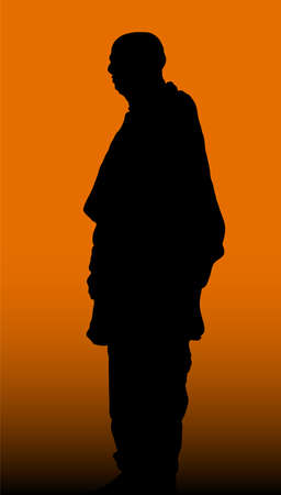 Vector Illustration of Sardar Vallabhbhai Patel, the  of India during independence 1947. Sketch  tricolor Indian Flag.のイラスト素材