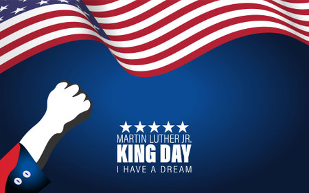 Vector illustration Martin Luther King Day greeting card - American flag abstract backgroundのイラスト素材