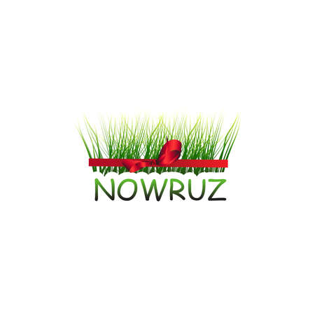 Happy Persian New Year (Nowruz) vector illustration. greeting card, poster and banner. Green wheat grass semeni.のイラスト素材