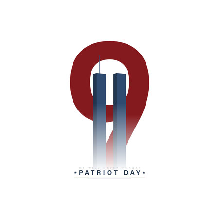 USA 911 Patriot Day banner with high rise towers of New York along with twin tower world trade...