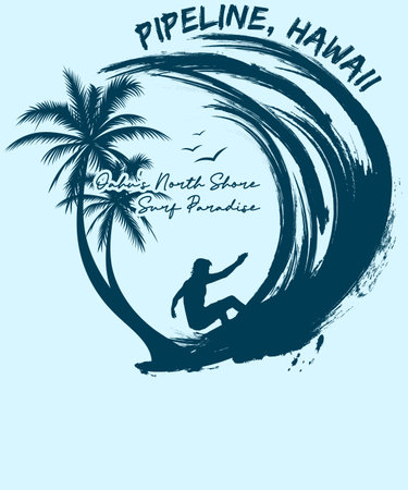 Pipeline Hawaii Oahu North Shore Surf Paradise T-shirt design for surf loversのイラスト素材