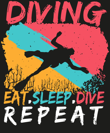 Diving Eat.Sleep.Dive Repeat Scuba T-shirt designのイラスト素材
