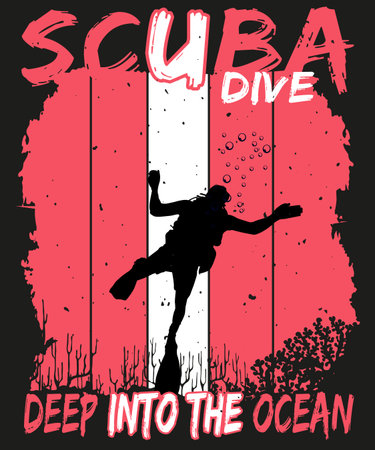 Scuba Dive Deep into the ocean T-shirt Design for scuba loversのイラスト素材