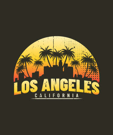 Los Angeles Skyline Summer Tshirt Designのイラスト素材