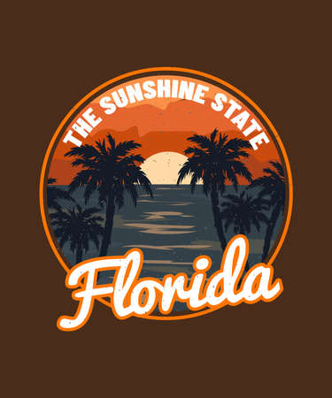 Florida Sunshine State Sunset Beach T-shirt Designのイラスト素材