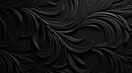Abstract black wavy background. 3d rendering, 3d illustration.の素材