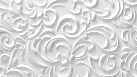 3d render of abstract white background with floral elements. 3d illustrationの素材