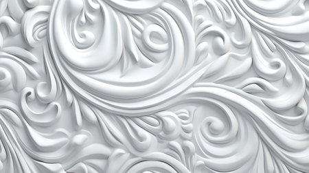 3d illustration of white abstract background with swirls and waves.の素材
