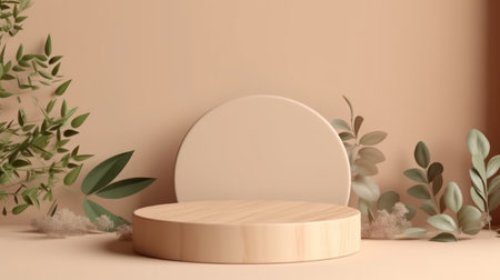 3d render of abstract geometric forms. Minimal scene with podium for product presentation.の素材