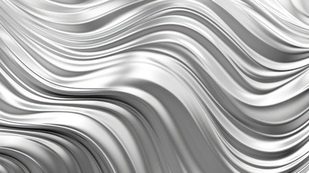 3d render, abstract background with wavy folds of metal, chrome textureの素材