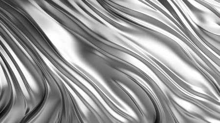 Closeup of rippled white silk fabric. 3d render illustrationの素材