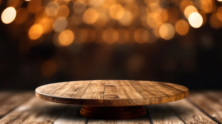 Empty wooden table and blurred bokeh background. For product displayの素材