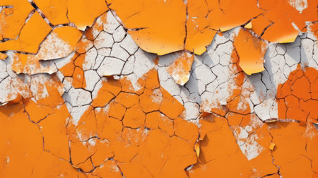 Orange cracked paint on a metal surface. Abstract background for design.の素材