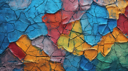 Colorful cracked paint on an old wall. Abstract background for design.の素材