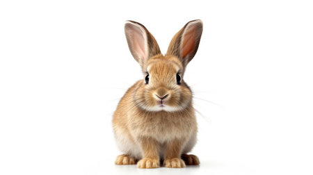 Cute little rabbit isolated on white background. Studio shot. Animal theme.の素材