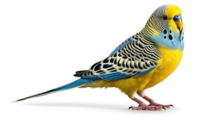 Budgerigar in front of a white backgroungの素材