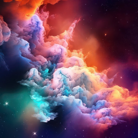 colorful space background with stars and nebula. 3d illustrationの素材