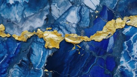 golden and blue marble texture background with high resolution, abstract paintingの素材