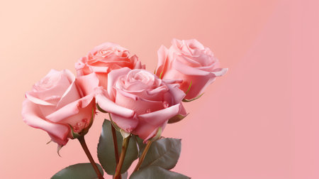 pink roses on pink background, valentine's day conceptの素材